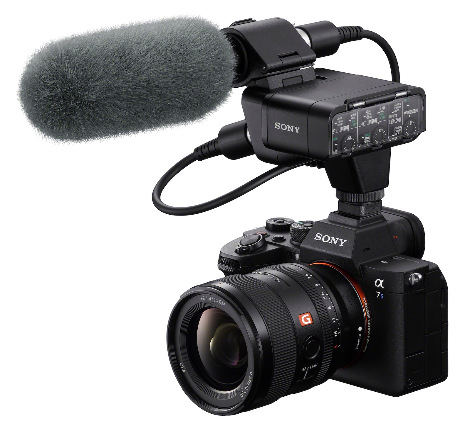 Mikrofon typu shotgun SONY ECM-778 z futrzaną osłoną przeciwwiatrową