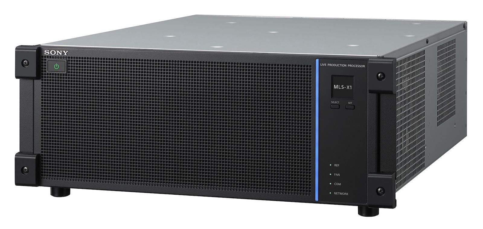 Procesor Sony MLS-X1 do produkcji na żywo – widok urządzenia w rzucie trzy czwarte