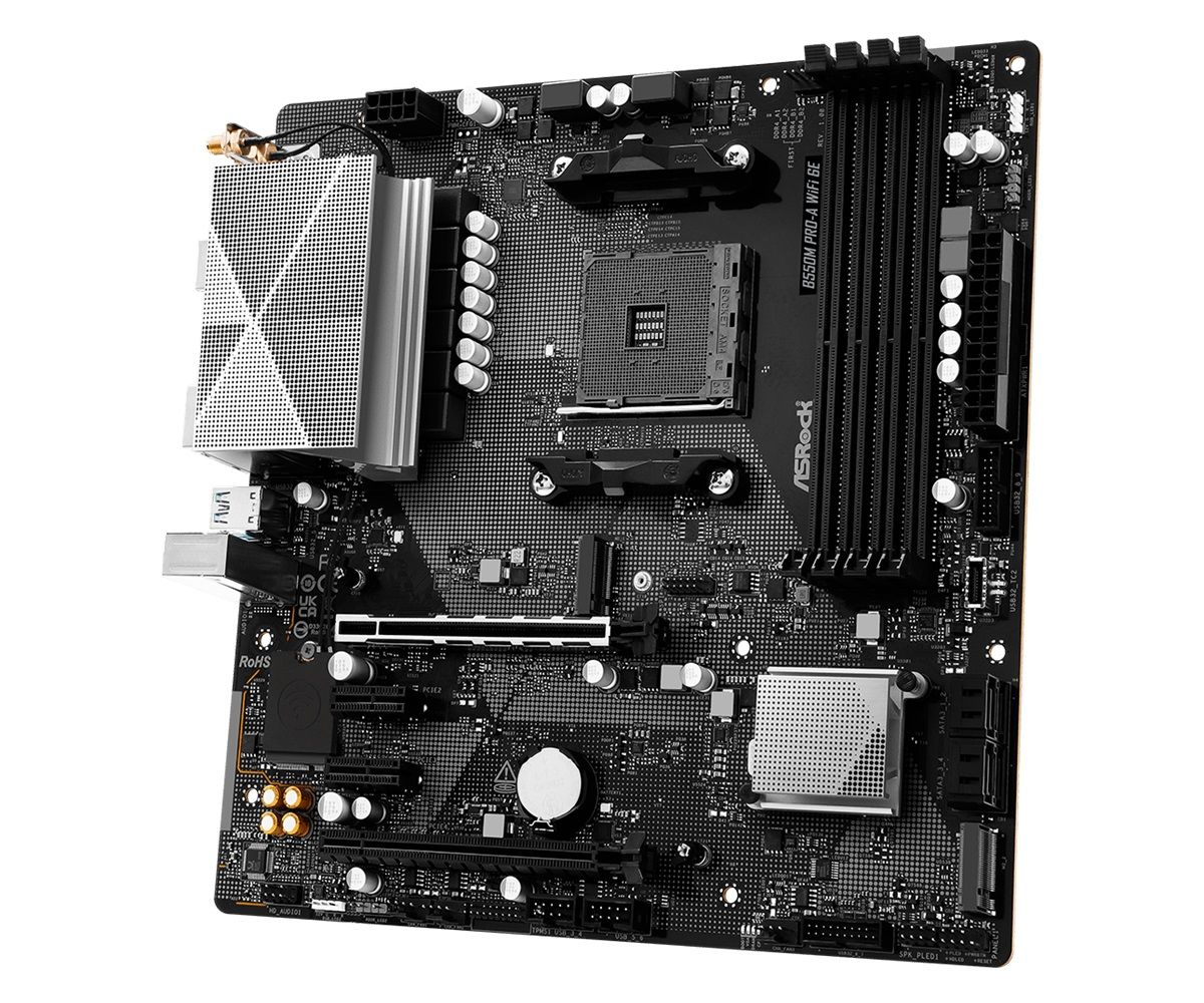 ASRock B550M Pro-A WiFi 6E, widok z boku