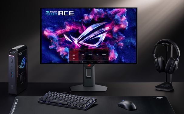 Monitor ASUS ROG z widocznym menu ustawień.