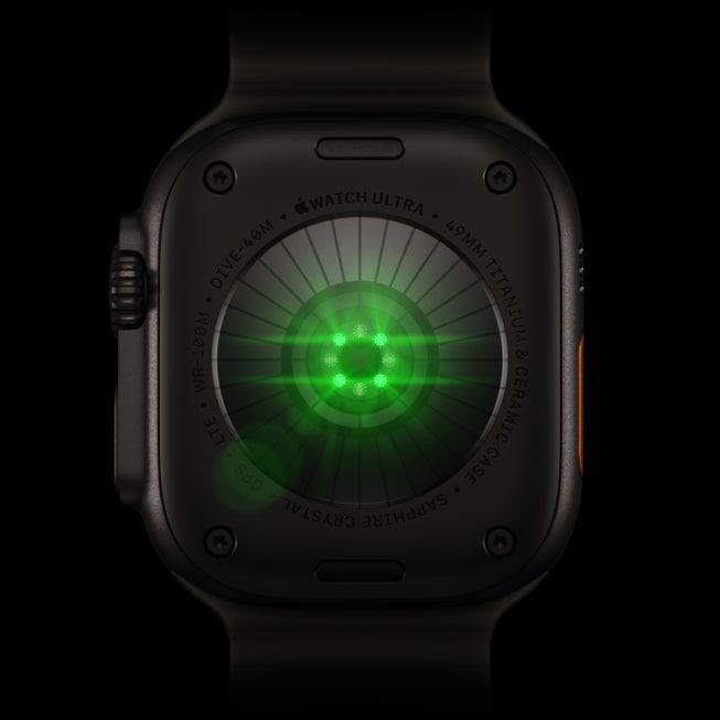 Apple Watch Ultra 4 - zielony pomiar tętna