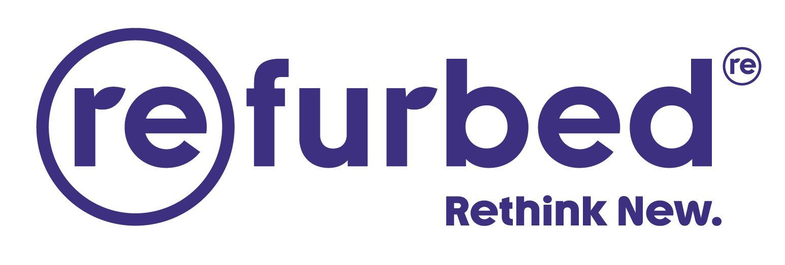 Logo firmy refurbed promującej ideę naprawy urządzeń