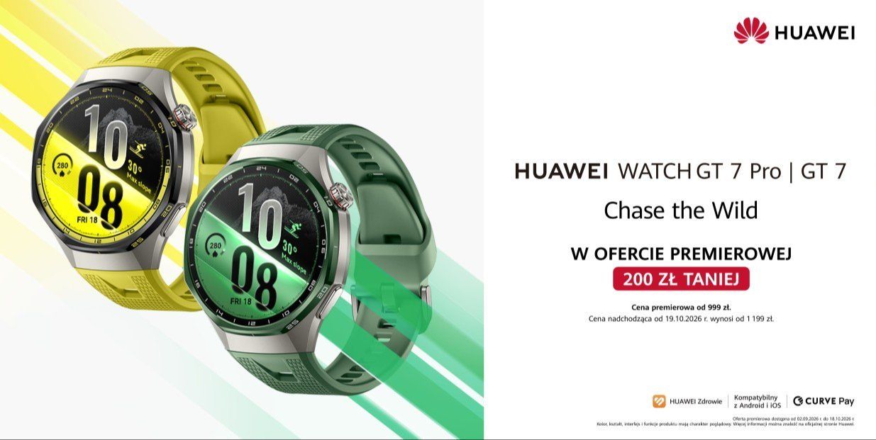 Reklama Huawei Watch GT 7 PRO z ofertą premierową