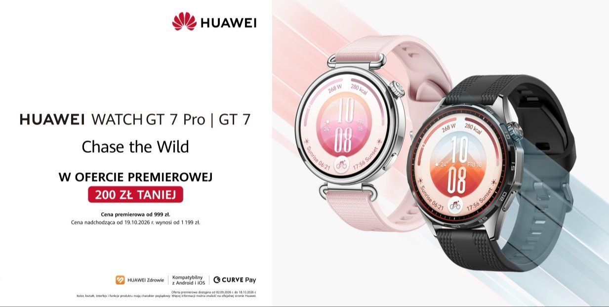 Reklama Huawei Watch GT 7 z ofertą premierową