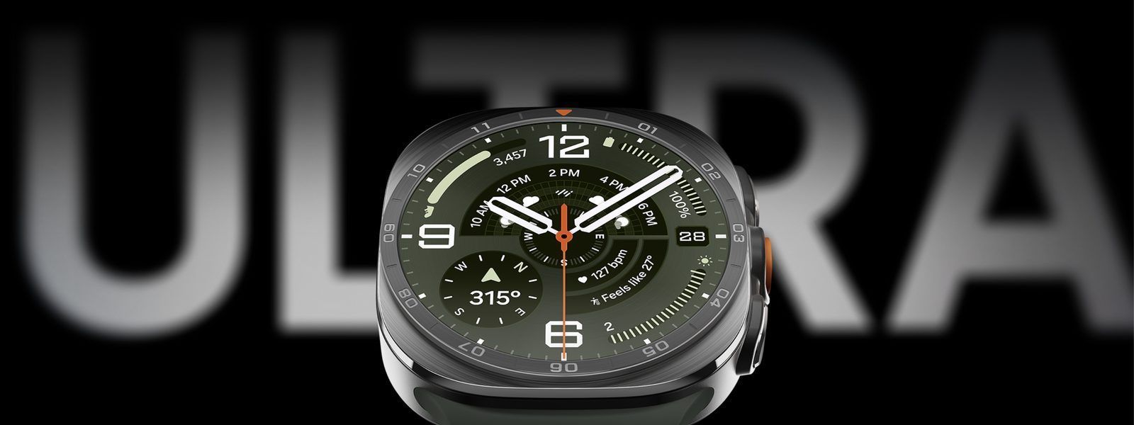 Samsung Galaxy Watch Ultra2 na tle napisu ULTRA