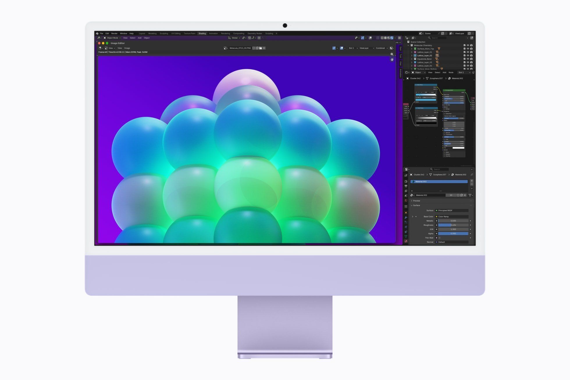 Ekran komputera Apple iMac M6 z oprogramowaniem Blender