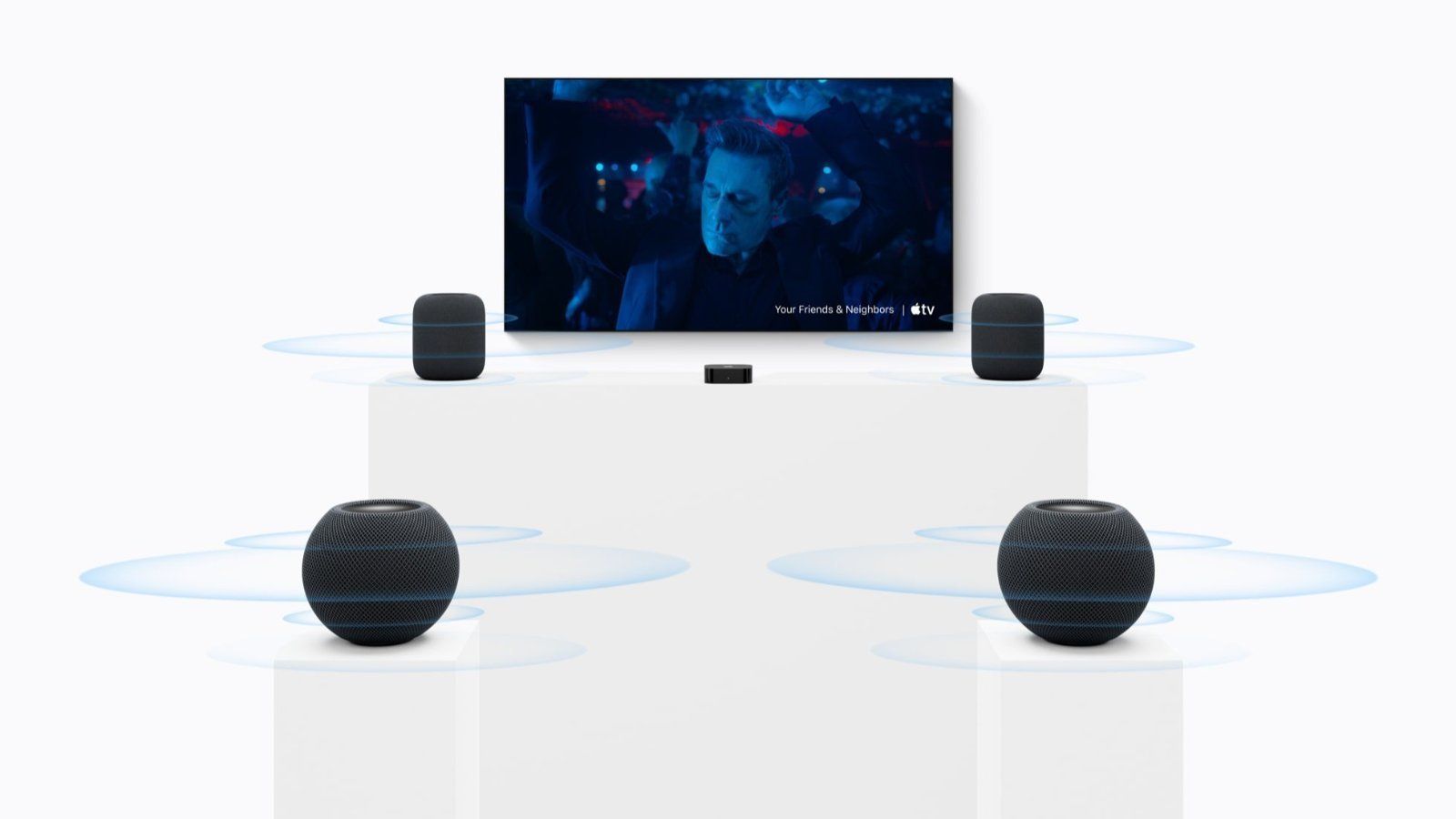Kino domowe z Apple TV 4K i głośnikami HomePod mini 2