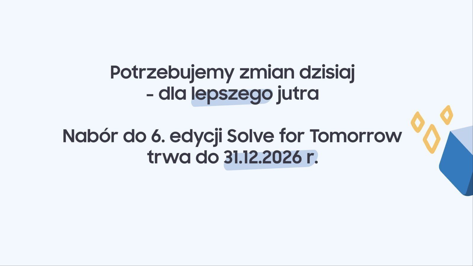 Ogłoszenie rekrutacji Samsung Solve for Tomorrow 2026