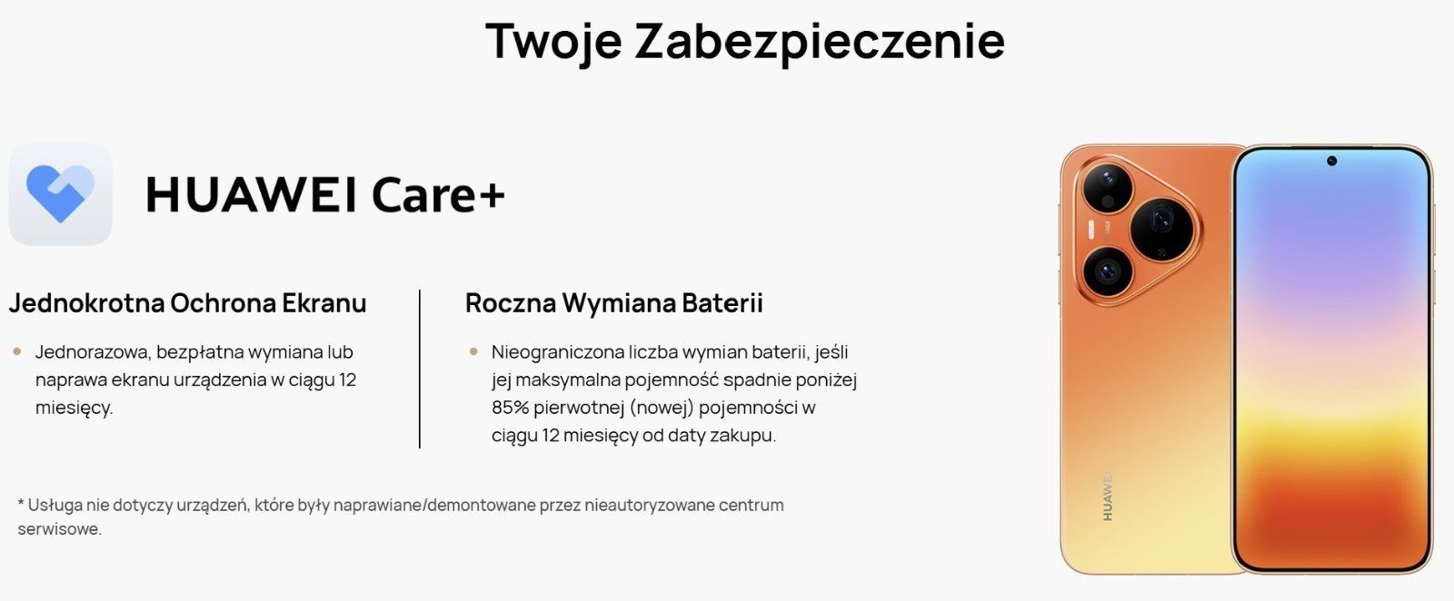 Pakiet ochrony HUAWEI Care dla smartfonów HUAWEI Pura 90