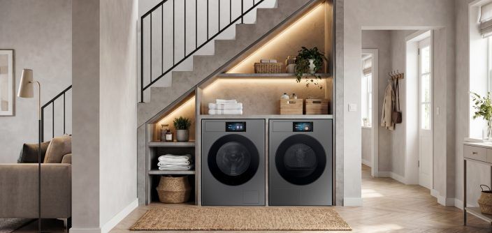 Samsung Bespoke AI pralka i suszarka pod schodami